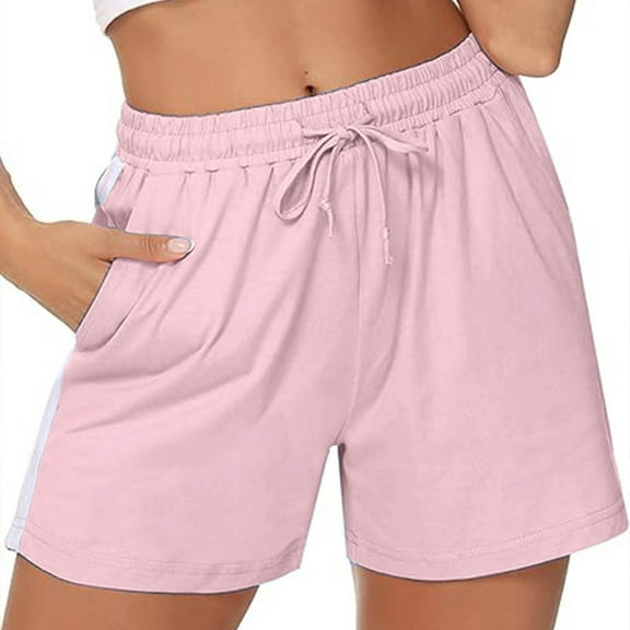 Delliss Womens Trendy Simple Shorts Casual Short Drawstring Lounge Hiking Shorts with Pockets