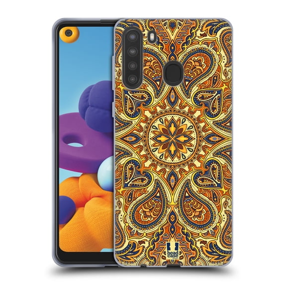 Head Case Designs Intricate Paisley Gold Soft Gel Case Compatible with Samsung Galaxy A21 (2020)