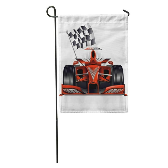 JSDART Grand Red Race Car Checkered Flag Prix Front Track Speed Monaco Garden Flag Decorative Flag House Banner 12x18 inch