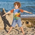 thumbnail image 3 of FORMRS Boys Rash Guard Short Sleeves Swim Shirt Quick Dry UPF 50+ Sun Protection, Sizes 3-12T, Colorful Landscape, 3 of 6