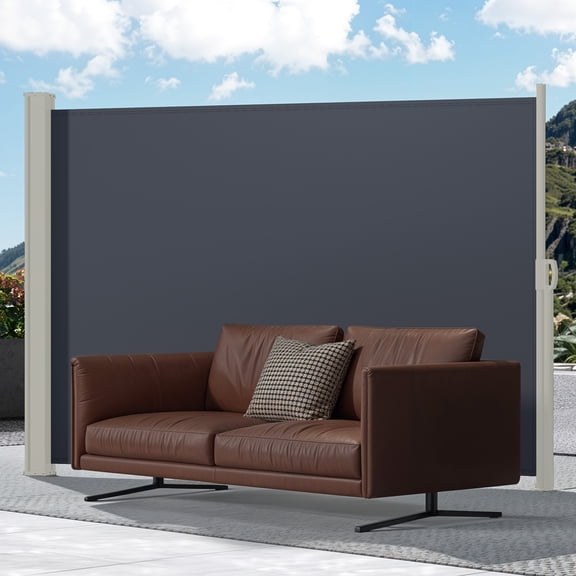 Retractable Side Awning 118''X 63'', Folding Privacy Screen Privacy Fence, Waterproof UV-Resistant Privacy Awning Outdoor for Garden, Deck, Patio, Pools, Gray