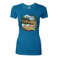 thumbnail image 2 of Wild Bobby, Paradise Surf Shack Marlin Pop Culture Womens Slim Fit Junior Tee, Turquoise, Small, 2 of 3