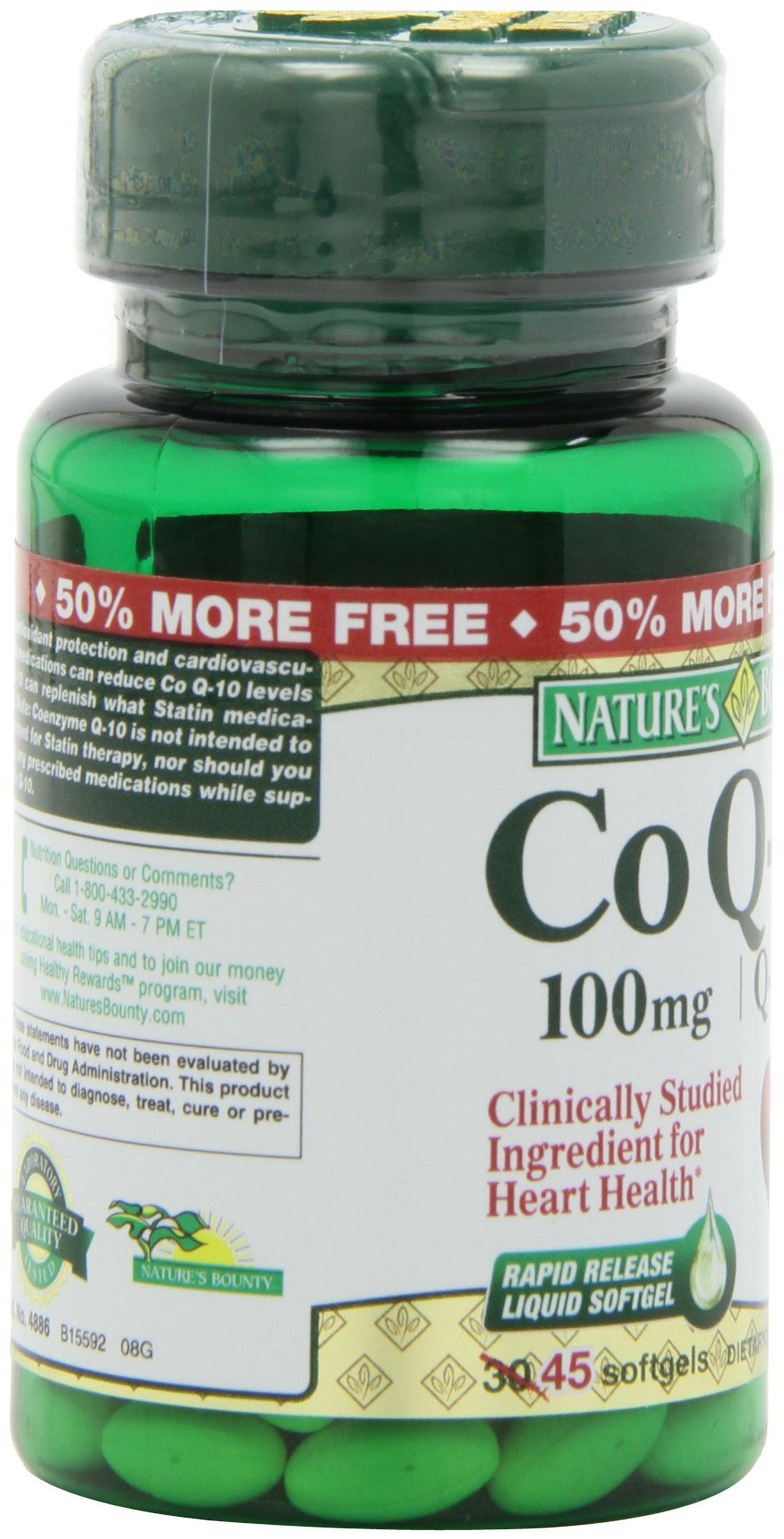 Nature's Bounty CoEnzyme Q10 Supplements, 100 mg Gels, 45 Count