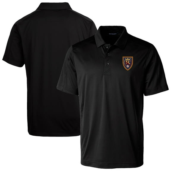 Men's-Cutter & Buck  Black Real Salt Lake Prospect Eco Textured Stretch Recycled Polo