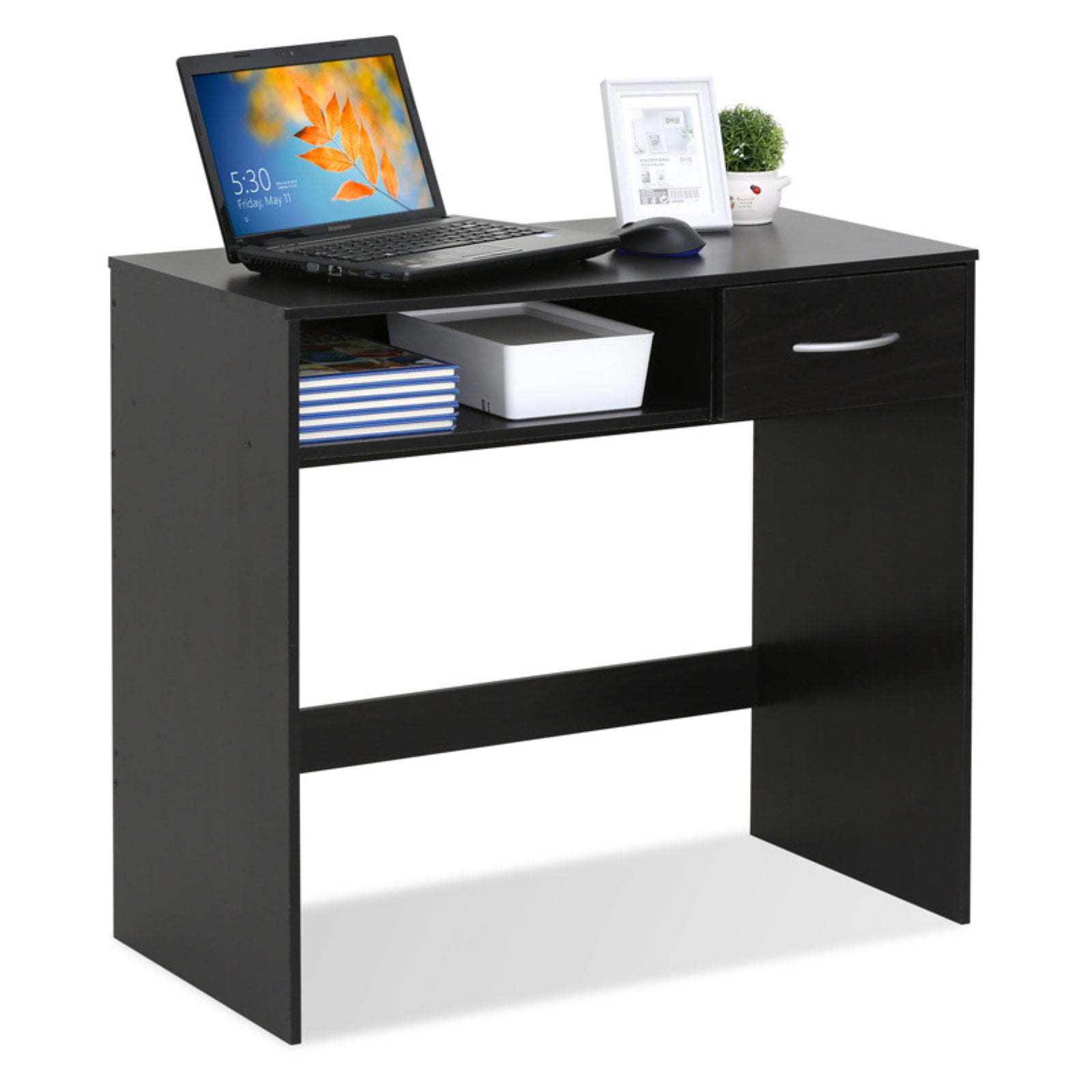 Furinno Jaya Computer Study Desk With Drawer Espresso Walmart