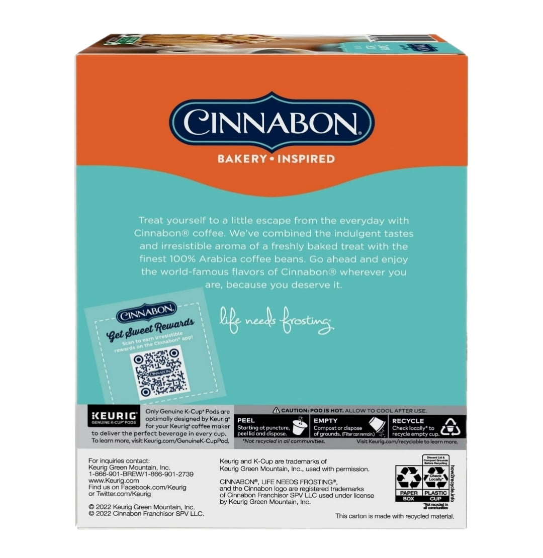 Cinnabon Caramel Pecan Flavored Light Roast Coffee K Cups Pods, 48 K Cups Total