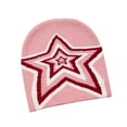thumbnail image 5 of Women Knit Hat with Star Pattern Slouchy Beanie Soft Lightweight Warm Cap Pink, 5 of 8