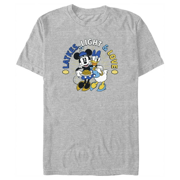 Men's Mickey & Friends Hannukah Latkes, Light & Love Graphic Tee Athletic Heather Medium