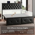 thumbnail image 6 of Honfach Full Bed Frame with Storage Drawers, PU Leather Upholstered Platform Bed Frame with Charging Station, No Box Spring Needed, Heavy-Duty Metal Slats Support, Noise-Free, Easy Assembly, Black, 6 of 7