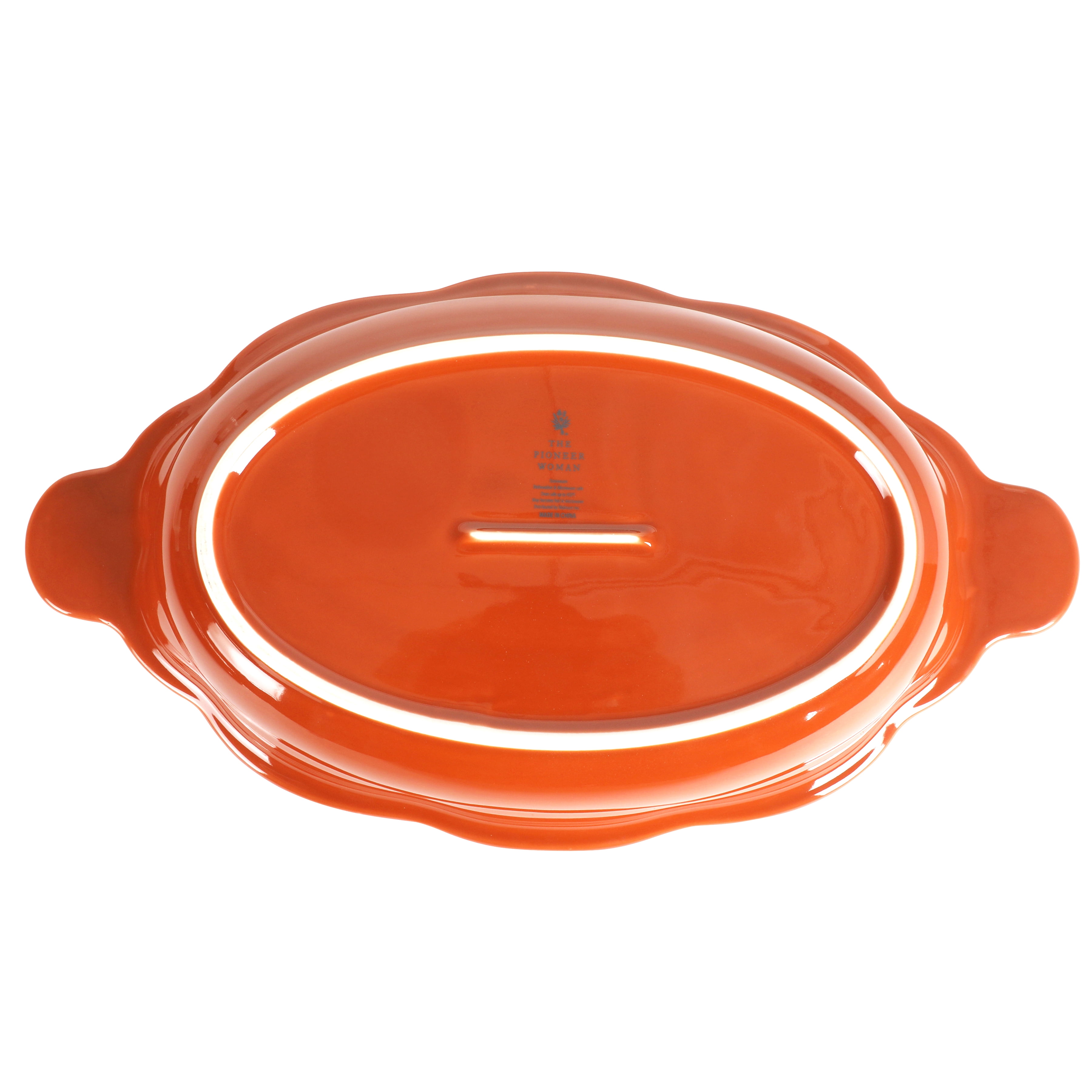 The Pioneer Woman Pumpkin Orange 3-Quart Oval Stoneware Baking Dish With Lid