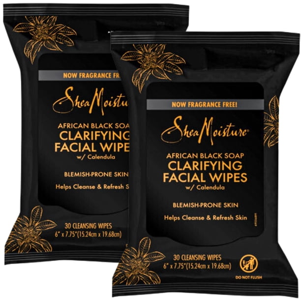 Toallitas faciales desmaquillantes humectantes de karité Jabón negro africano con aceite de árbol de té y caléndula Elimina el maquillaje y la suciedad para aclarar la piel grasa propensa a imperfecci