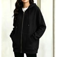 thumbnail image 6 of Atogsazn Womens Fleece Oversized Hoodies Casual Full Zip Long Sleeve Hooded Sweatshirt Fall Winter Tops Black L Fashion, 6 of 9