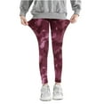 thumbnail image 2 of Girls Leggings Size 7-8 Fleece Lined Thin Tie Dye Pants Stretch Leggings Athletic Pants Camouflage Printed Pants Tights Sweatpants Cute Sports Pants Red 4 Years, 2 of 5