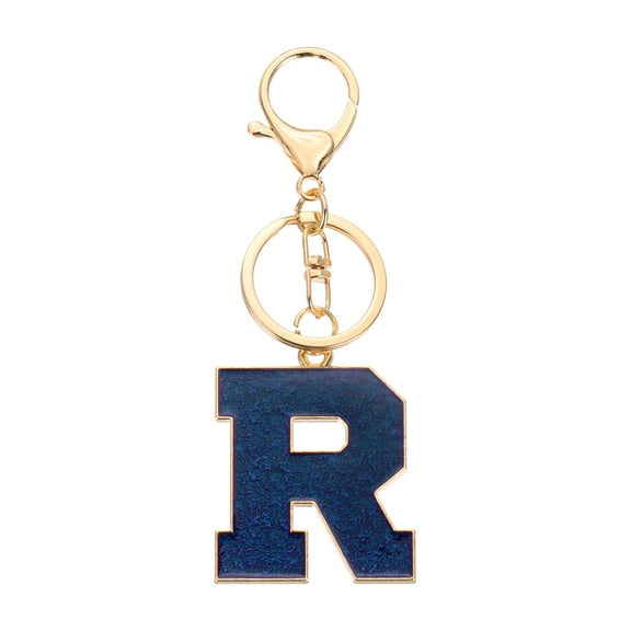 Uxcell Initial Letter Keychain, Black A-Z Alphabet Keyring A-Z Letter, Personalized Metal Key Chain for Women Men Gift Purse Handbags Car Key Rings (R)