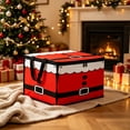 thumbnail image 2 of huayou Collapsible Christmas Storage Bin, Christmas Theme Printed Fabric Organizer Box with Zipper, Holiday Storage Container for Decorations, 2 of 6