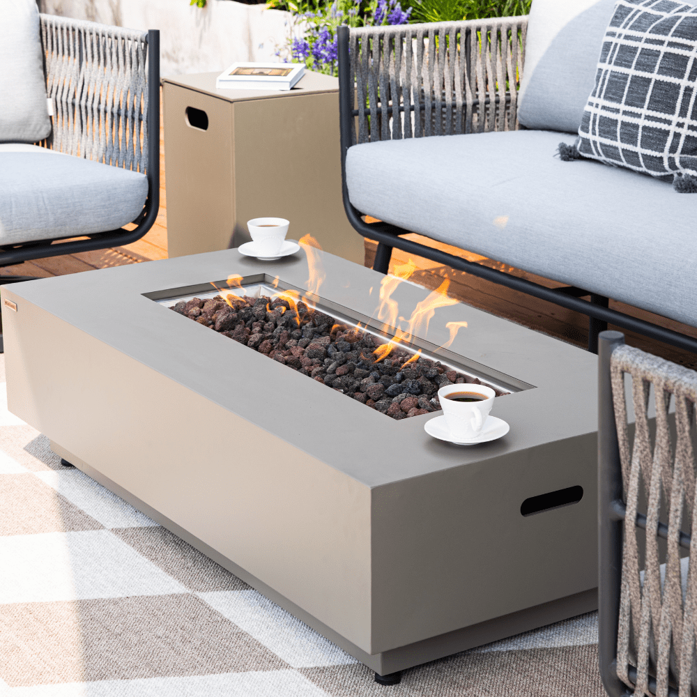 Westwood Propane Fire Pit Table 50” Outdoor Firepit 50,000 BTU Firepits for Outside with Lava Rocks and Removable Lid Metal Fire Pit Outdoor Fireplace Propane Fire Pits for Outside CSA Certified