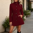 thumbnail image 4 of Fengqque Women’s Stand Collar Single Breasted Wool Blend Coat, Long Sleeve Fit and Flare Short A‑Line Winter Outerwear with Side Pockets, 4 of 6