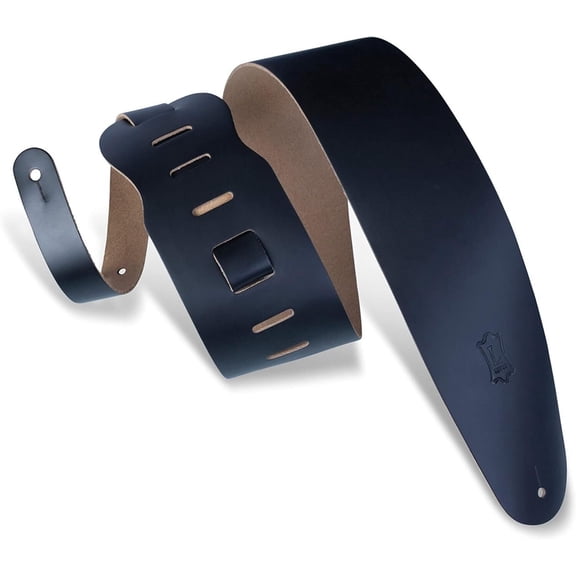 Levy'S Leathers M4-BLK Genuine Leather Bass Guitar Strap, Black