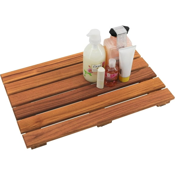 Teak Shower Mat, Non-Slip Bath Mat, Luxury Spa Mat, Wooden Mat for Bathtub, 20 x 13 in