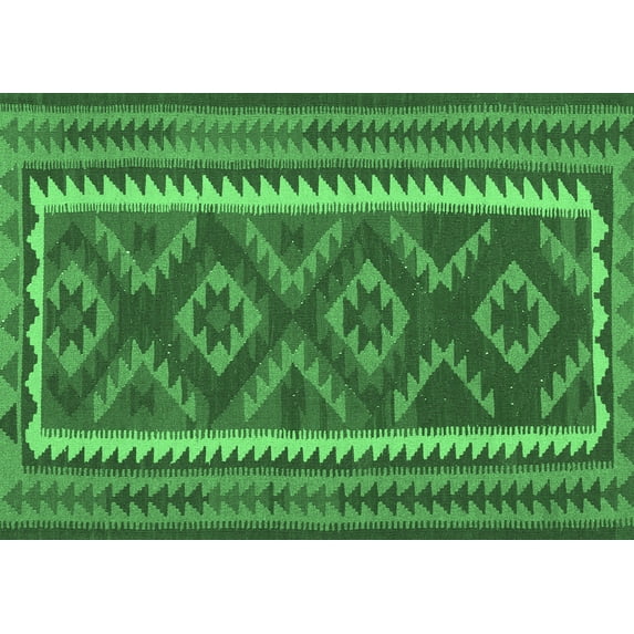 Ahgly Company Indoor Rectangle Oriental Emerald Green Traditional Area Rugs, 3' x 5'