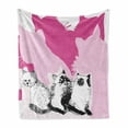 thumbnail image 1 of Animal Soft Flannel Fleece Throw Blanket, Baby Cats Kittens with Shadow Sketchy Image Artwork, Cozy Plush for Indoor and Outdoor Use, 50" x 60", Pale Pink Hot Pink, by Ambesonne, 1 of 6