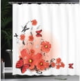 thumbnail image 4 of Ambesonne Flower Shower Curtain, Cartoon Poppy Fresh Art, 69"Wx75"L, Red White Black, 4 of 5
