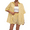 Yellow, variant on LYMAYTER Women's Summer Stripes 2 Piece Button-Down Shirt & Shorts Breathable Comfort Set XS-XL