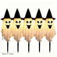 thumbnail image 3 of Halloween Ghost Stake Lights Set of 5, Witch Hat LED Ghost Pathway Lights Battery Operated, Indoor Outdoor Halloween Decorations, Spooky Lawn Light for Yard Garden Haunted House Porch Walkway Decor, 3 of 7