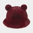thumbnail image 3 of ZSQDM Cute bear Ear Basin Hat Winter Thick Warm Hat Bucket Cap for Women Men beanie of Men Black Cowgirl Hat Bucket Hats Swimming Cap, 3 of 4