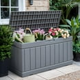 thumbnail image 4 of YKITRD Outdoor Storage Box 85 Gallon Resin Waterproof Deck Box Delivery Box with Wood Texture Large Storage Bin for Patio Cushions, (Grey), 4 of 8