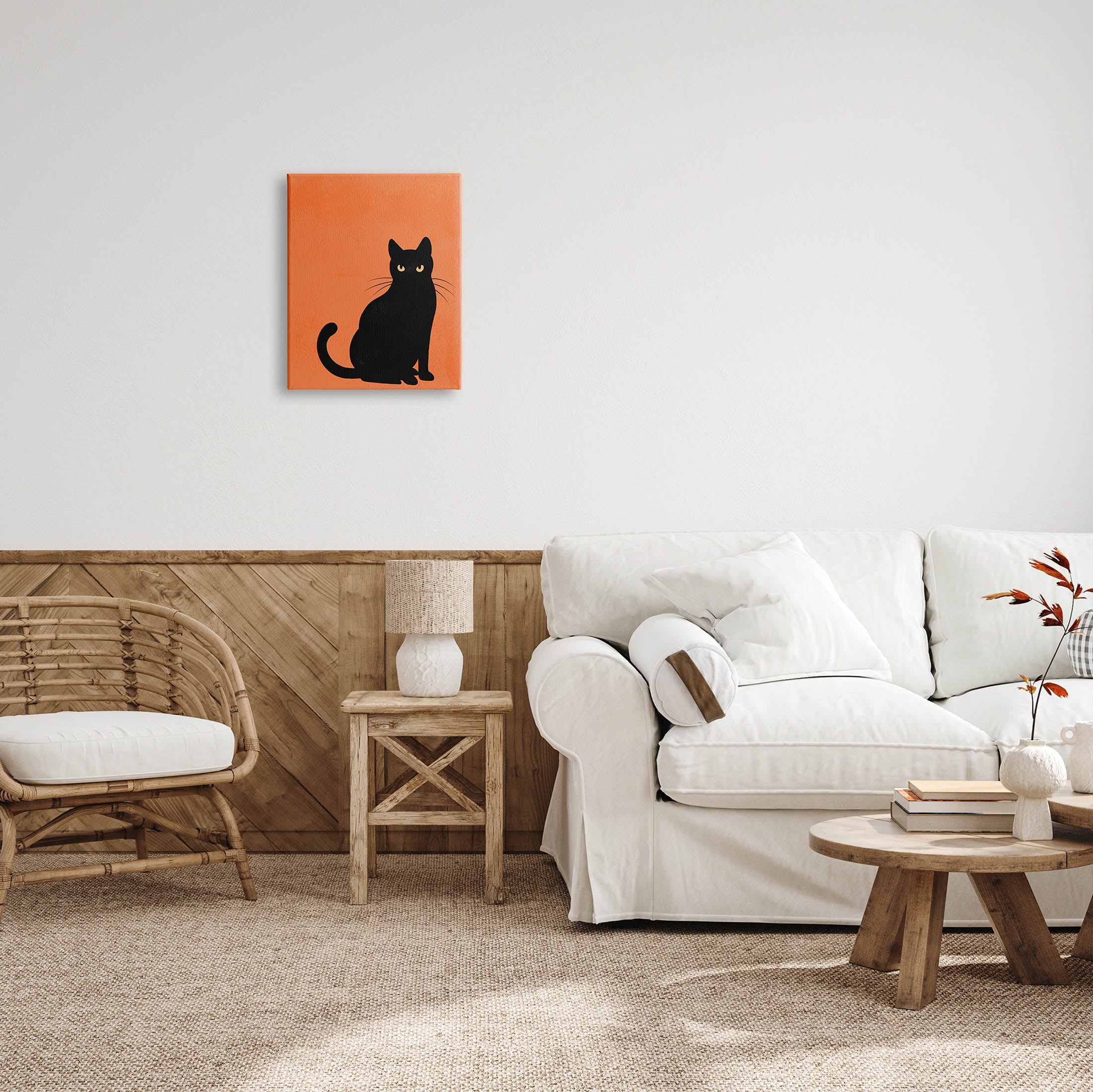 Stupell Industries Bold Black Cat Silhouette Graphic Art Gallery Wrapped Canvas Print Wall Art, Design by Jo Taylor