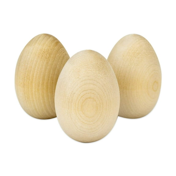 Hygloss Wood Eggs 3/Pkg-1.75"X2.5"