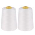thumbnail image 1 of KAKOWELY 2 Rolls Polyester Sewing Threads High Polyester Threads Wear Resistant Sewing Threads Sewing Machine Tower Thread Sturdy Sewing Machine Accessory for Home Store (White 5400M/Roll), 1 of 4