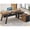 Walnut, variant on 70.9" Executive Desk with 3 Drawers and Storage Shelves, L Shaped Computer Desk for Home Office, Bedroom, Study Room