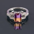 thumbnail image 2 of Ametrine Doublet Quartz Ring – Emerald Cut Bi-Color Ametrine Quartz Ring Sterling Silver Gemstone Statement Jewelry for Her Gold 9, 2 of 2