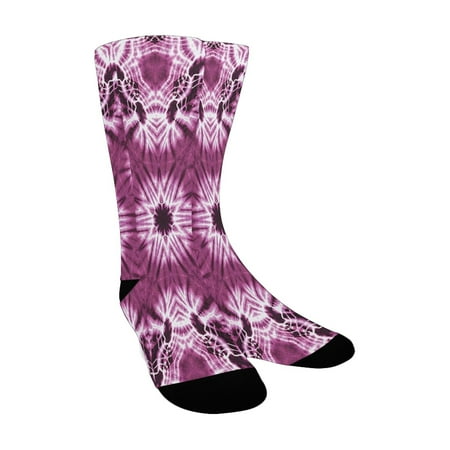 

Tie Dye Decor Indonesian Oriental Trippy Motive with Morphing Spotted Murky Shapes Image Fuchsia Custom Socks for Women