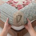 thumbnail image 3 of Twin XL Size Fitted Sheet Set - Vintage Patchwork 2 Piece Bedding Sets 16" Deep Pocket Fitted Sheet with 1 Pillowcases, Rustic Floral Farmhouse Plaid Wooden Plank Brushed Microfiber Hotel Bed Sheets, 3 of 9