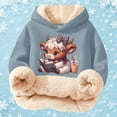 thumbnail image 5 of Oiyii Tween Girl's Highland Cow Graphic Hoodie Long Sleeve Hoodies Warm Hooded Sweatshirt,Light Blue, 5 of 5