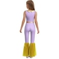 thumbnail image 2 of Miutii Kids Girls Sleeveless Sequin Flare Bell Bottom Jumpsuit Pants Color Block Belted Prom Leotard Light Purple 16, 2 of 5