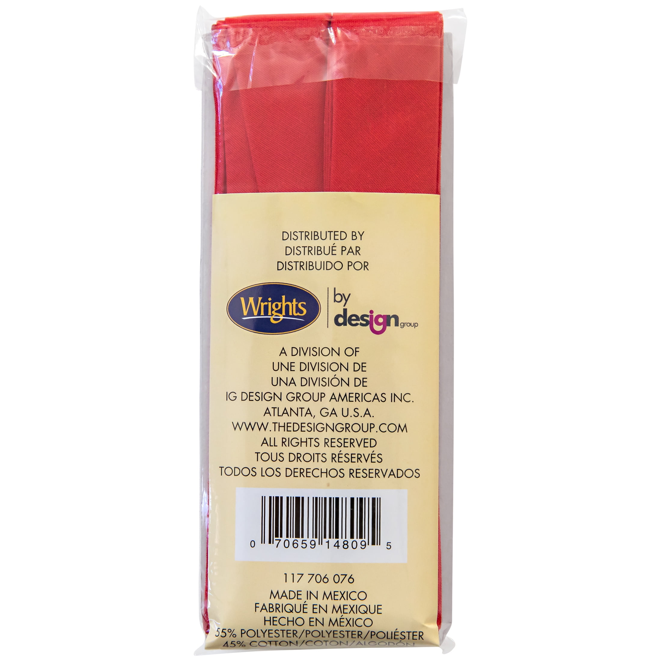 (2 pack) Wrights Bias Quilt Binding Dbl Fold 3yd Scarlet