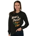 thumbnail image 4 of Want a Piece Halloween Candy Humor Plus Size Long Sleeve Graphic Tee Shirt Brisco Brands 2X, 4 of 5