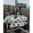 thumbnail image 2 of Fsddascl Blue Beige Paw Print Outdoor Tablecloth - 54 Inch Round Dining Table Cover, Vintage Farmhouse Rustic Wooden Grain Waterproof Outdoor Table Cloth with Umbrella Hole & Zipper for Picnic/Patio, 2 of 7