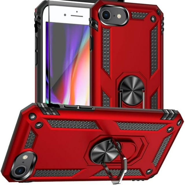 Supershield Armor-X Rugged iPhone 7 Case with Ring Holder - Red