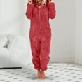 thumbnail image 2 of Towmus Women Onesies Fluffy Fleece Jumpsuits Sleepwear Plus Size Hooded Sets Pajamas Adult Winter Warm Pajamas Homewear Christmas with Pockets, 2 of 8