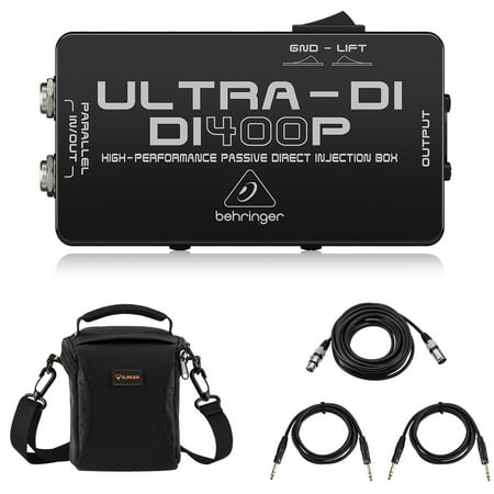 Behringer ULTRA-DI DI400P High-Performance Passive Direct Injection Box, Bundle with 2x Platinum Pro 6' TRS Interconnect Cable, 25' Microphone Cable