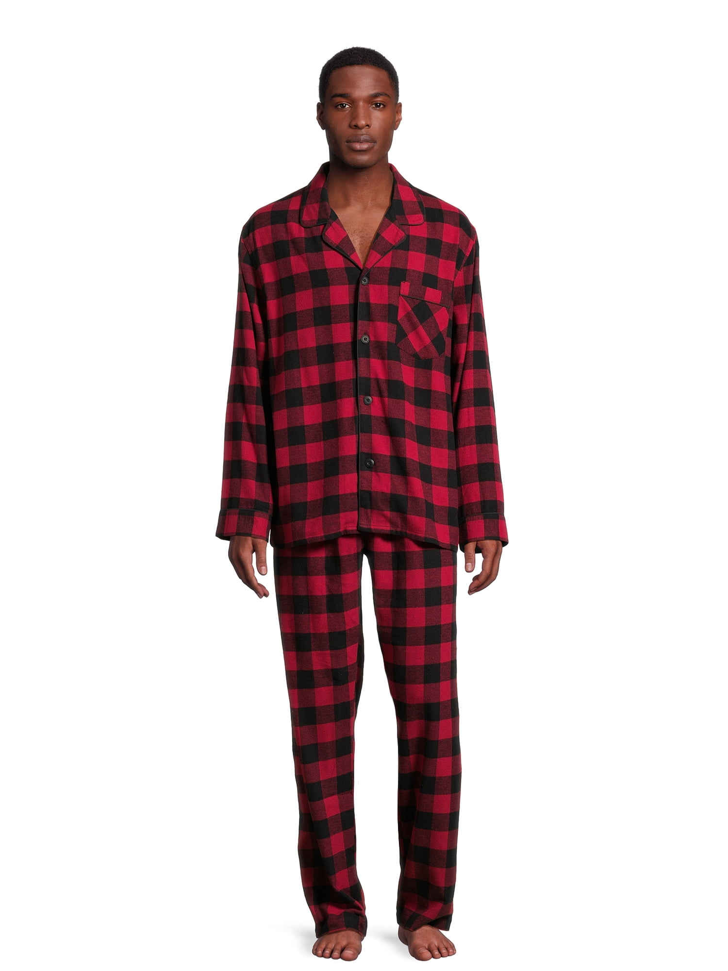 Dogg Supply Men's Microfleece Pajama Set Long Sleeve Button Front