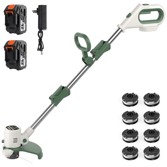 Boltarc 21V 3 in 1 Cordless Weed Wacker 10 Inch String Trimmer 500W Dual 4.0Ah Batteries Auto Feed 120Mins Runtime Green