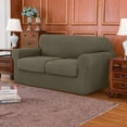 thumbnail image 3 of Subrtex 3-Piece High Spandex Textured Grid Sofa Slipcover, Separate Cushion Cover (Olive Green, Loveseat), 3 of 8