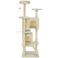 thumbnail image 1 of 63" Cream White Cat Tree - Multi-Level Tower with Scratching Posts, Condo & Bed | Perfect for Living Room & Playtime!, 1 of 7