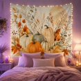 thumbnail image 2 of Pumpkins and Autumn Foliage on Cream Background, Cozy Watercolor for Nature Lovers, Botanical Harvest Art, Thanksgiving Gift Tapestry Wall Hanging for Bedroom and Living Room, 2 of 7